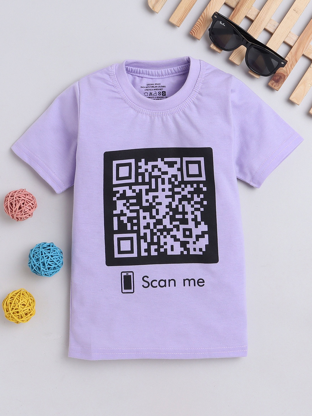 BAESD Kids Graphic Printed Round Neck Cotton T-shirt, Violet