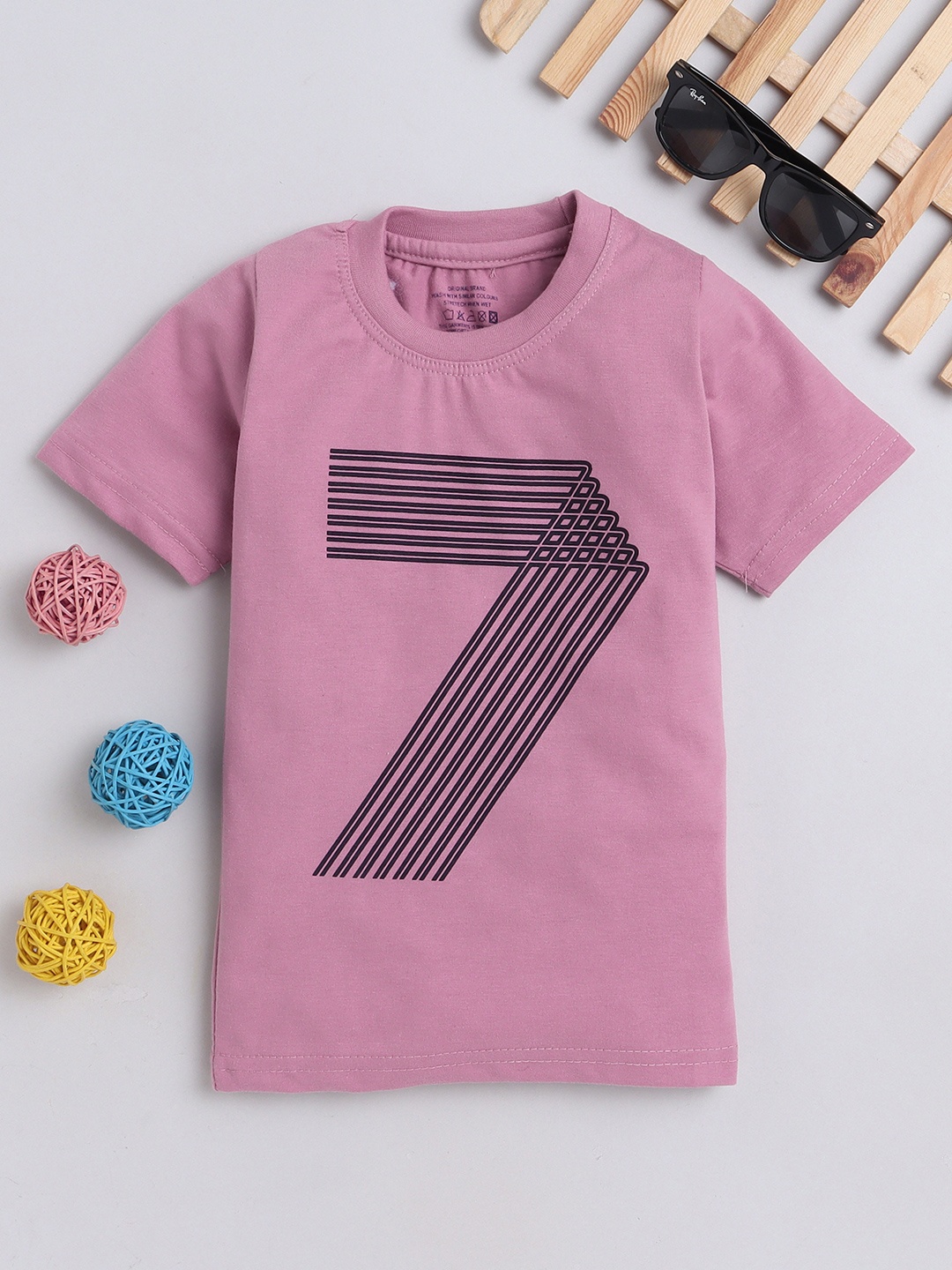 

BAESD Kids Graphic Printed Round Neck Cotton T-shirt, Pink