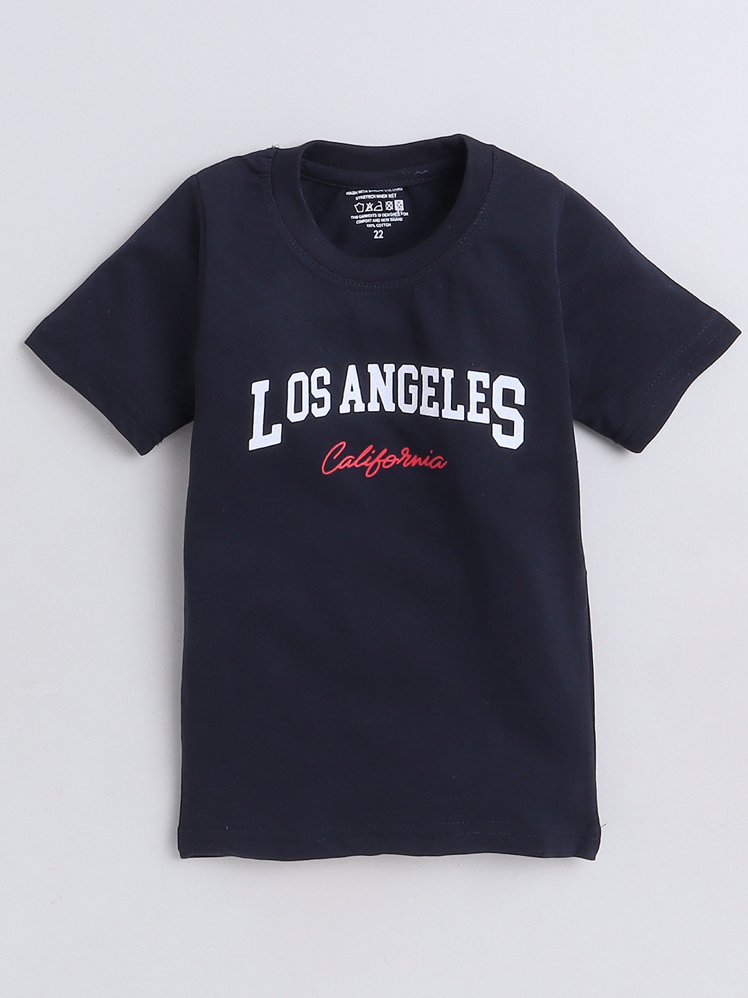 BAESD Kids Typography Printed Round Neck Cotton T-shirt, Navy blue