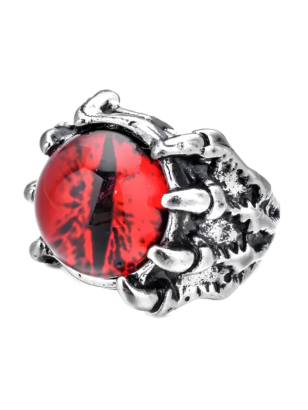 

KARISHMA KREATIONS Stainless Steel Evil Eye Adjustable Finger Ring Ring, Silver