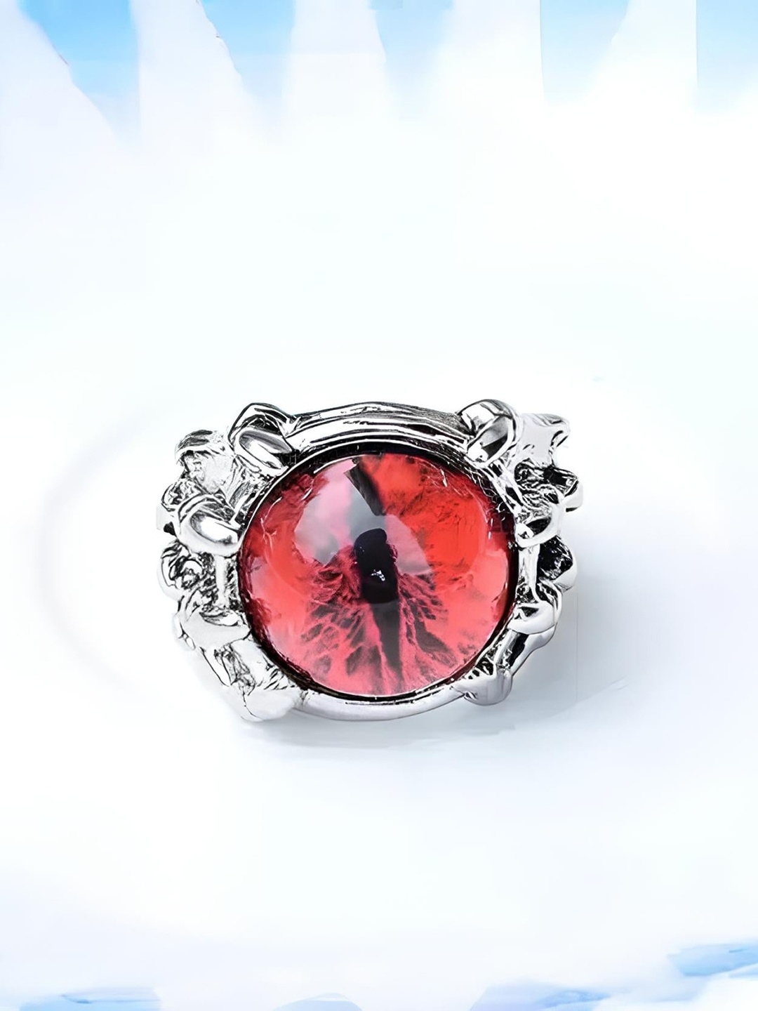 

KARISHMA KREATIONS Stone-Studded Stainless Steel Finger Ring, Silver