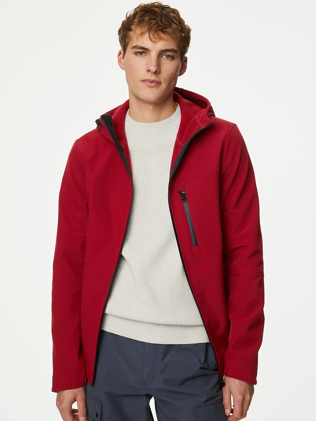 

Marks & Spencer Hooded Bomber Jacket, Red