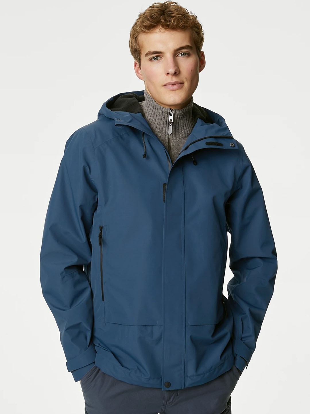 

Marks & Spencer Hooded Bomber Jacket, Blue
