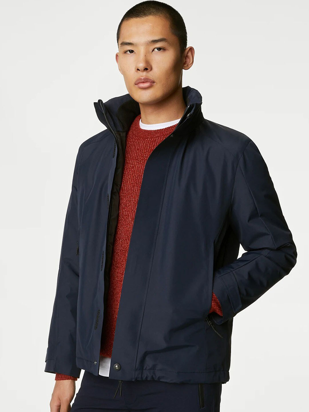 

Marks & Spencer Mock Collar Open Front Jacket, Navy blue