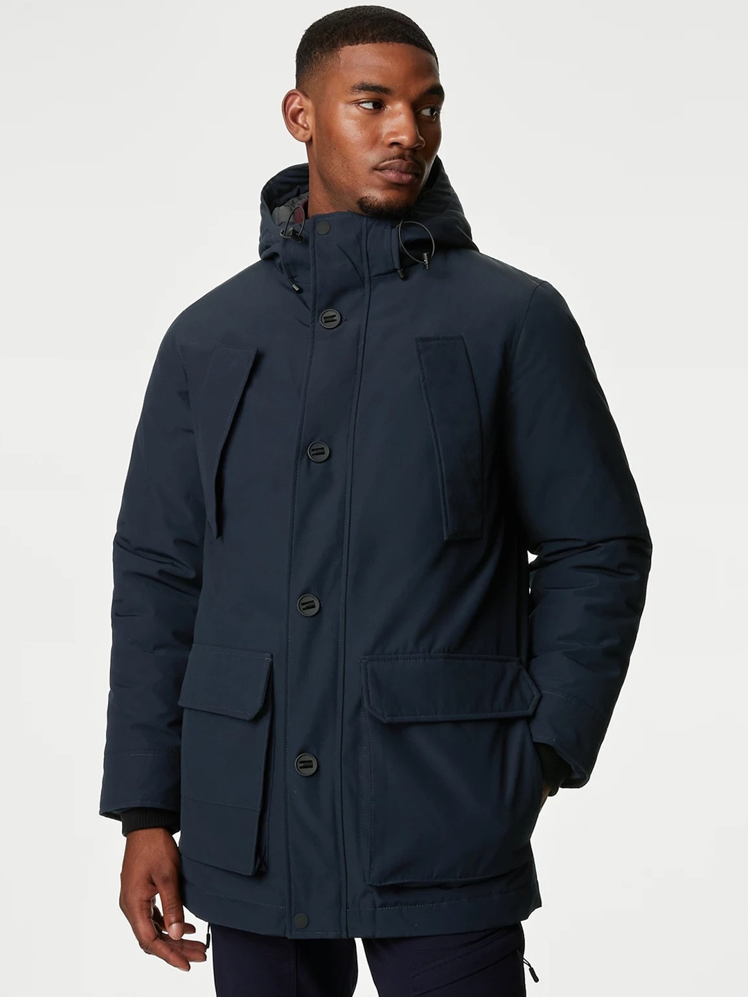 

Marks & Spencer Hooded Longline Puffer Jacket, Navy blue