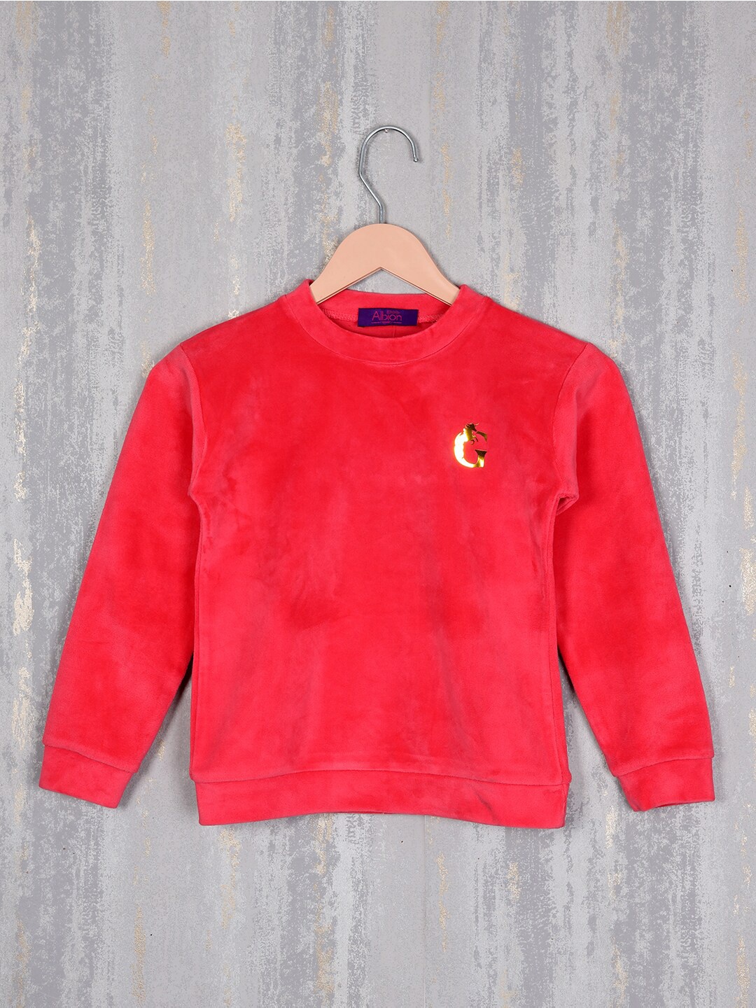 

Albion Girls Round Neck Woollen Pullover Sweater, Red