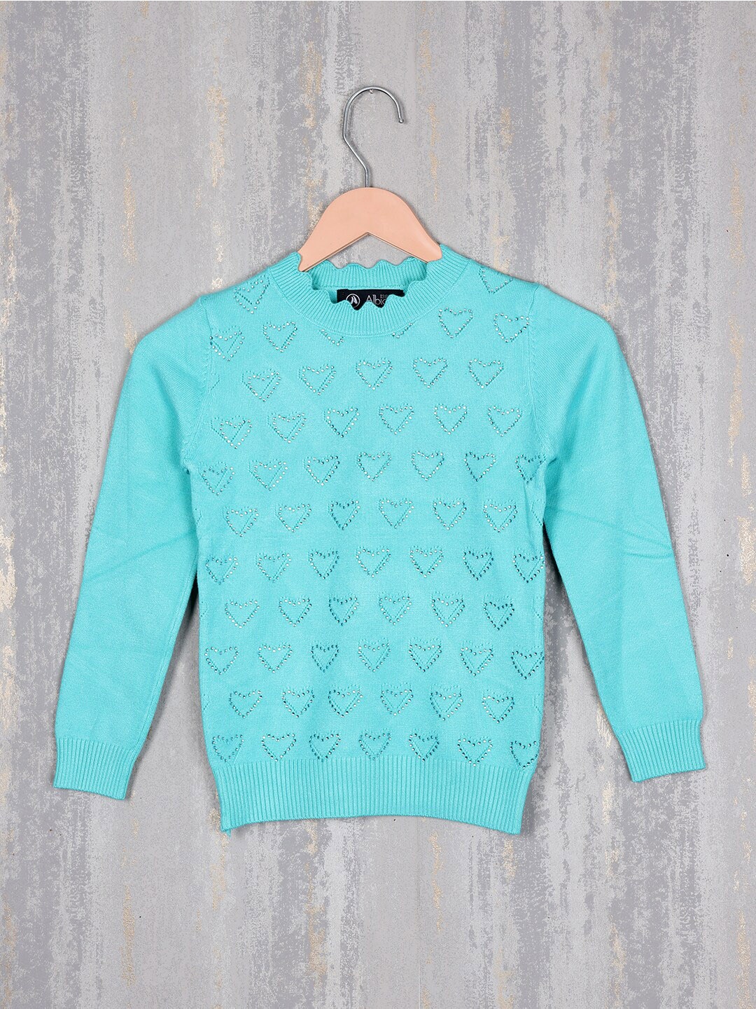 

Albion Girls Purple Woollen Pullover with Embellished Detail