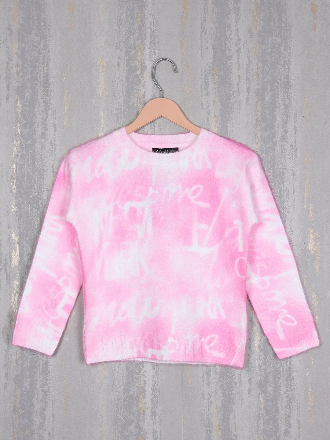 

Albion Girls Blue & White Typography Printed Woollen Pullover