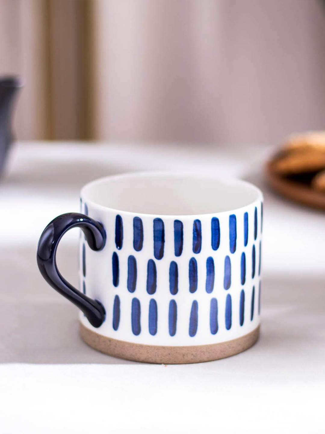 

THEDECORKART White & Black Printed Ceramic Glossy Mugs 200 ml
