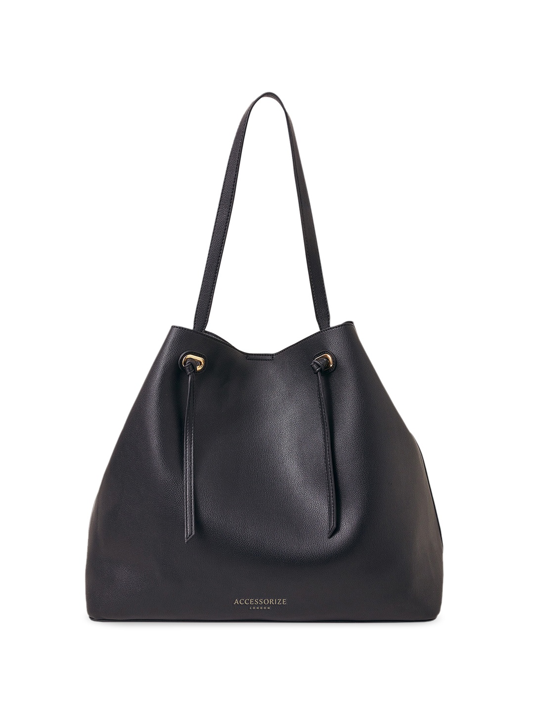 Accessorize Oversized Ruched Shoulder Bag, Black
