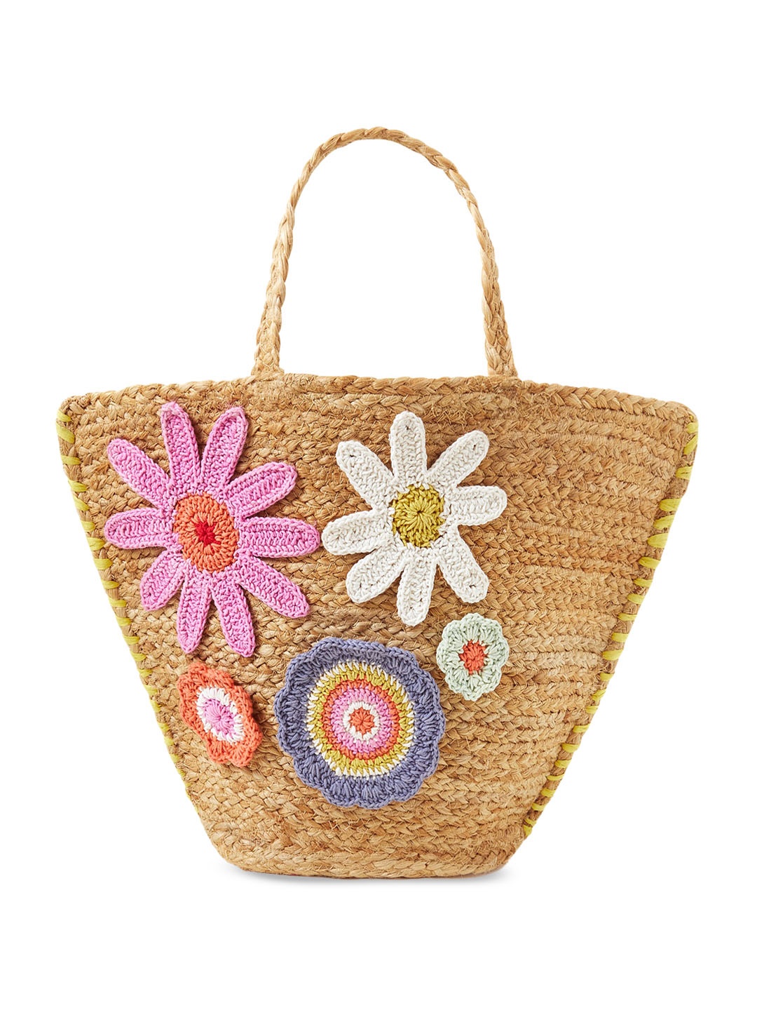 

Accessorize Floral Structured Jute Tote Bag, Orange