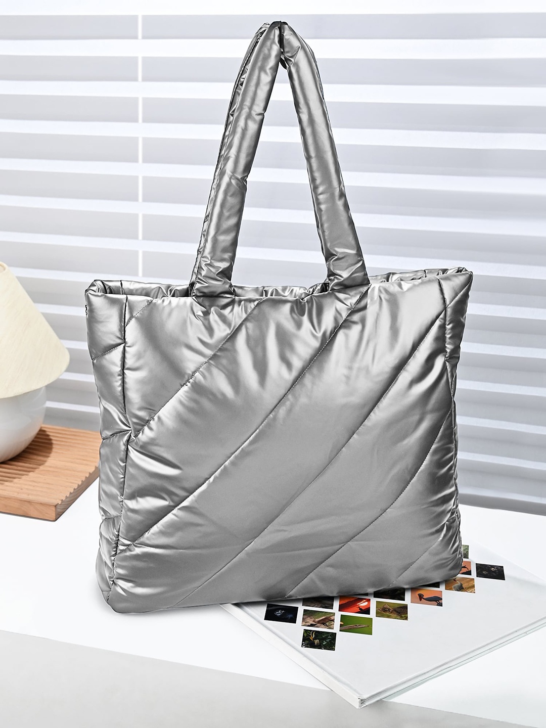 

Accessorize Structured Handheld Bag with Quilted, Silver