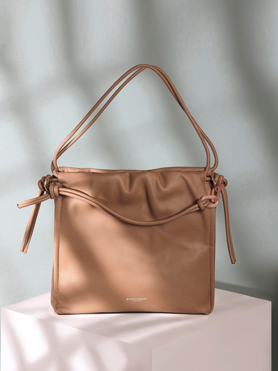 

Accessorize Ruched Structured Shoulder Bag, Tan