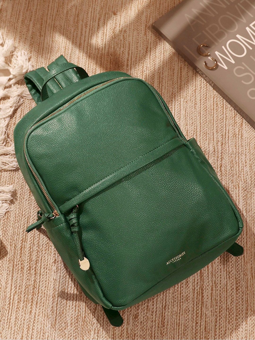 

Accessorize Synthetic Leather Backpack, Green