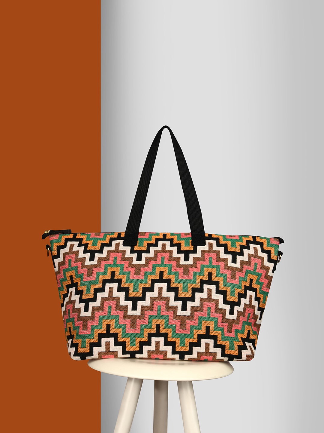

Accessorize Geometric Printed Oversized Structured Handheld Bag, Multi