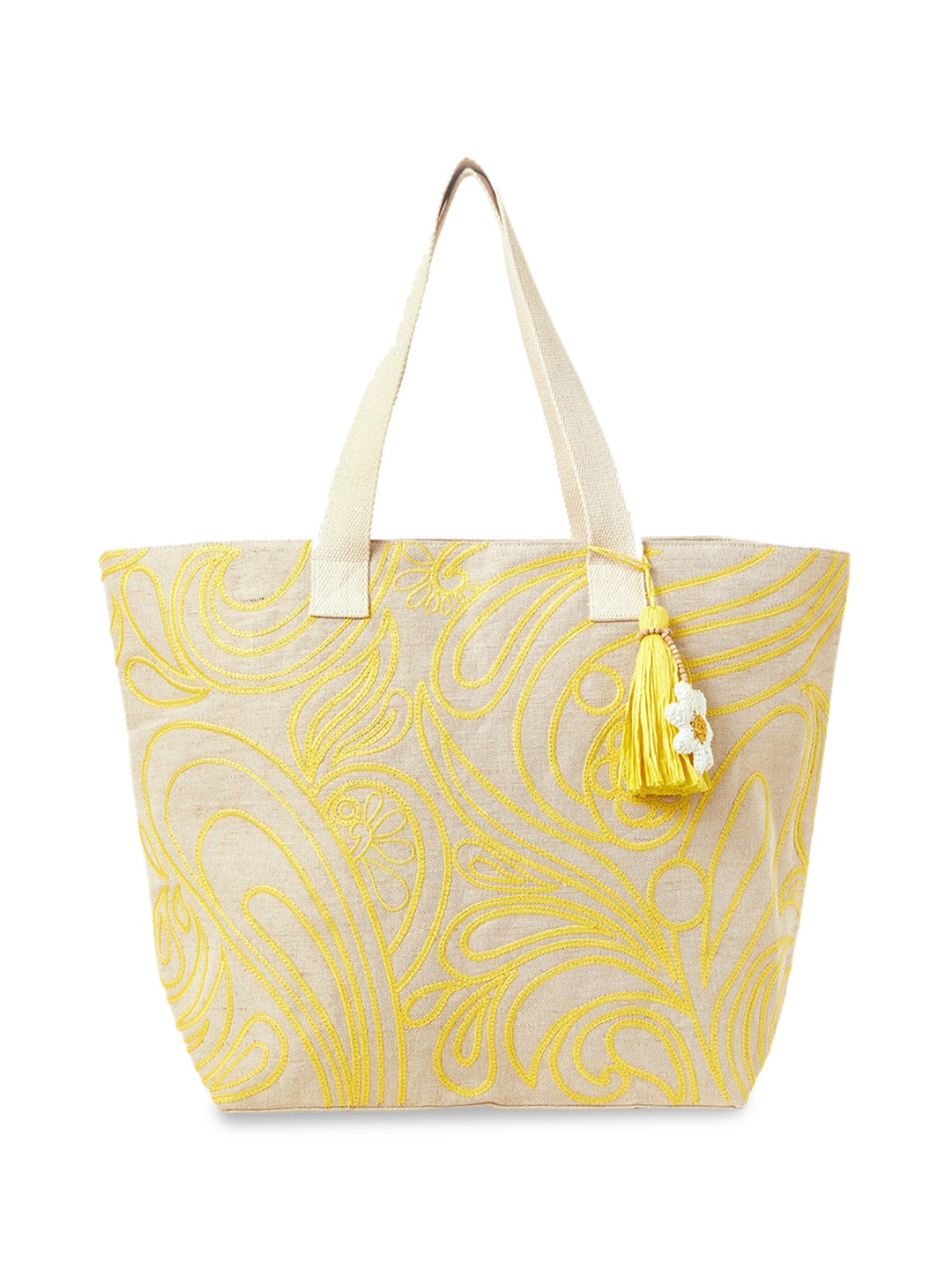

Accessorize Textured Oversized Structured Paisley Swirl Shopper Bag, Yellow