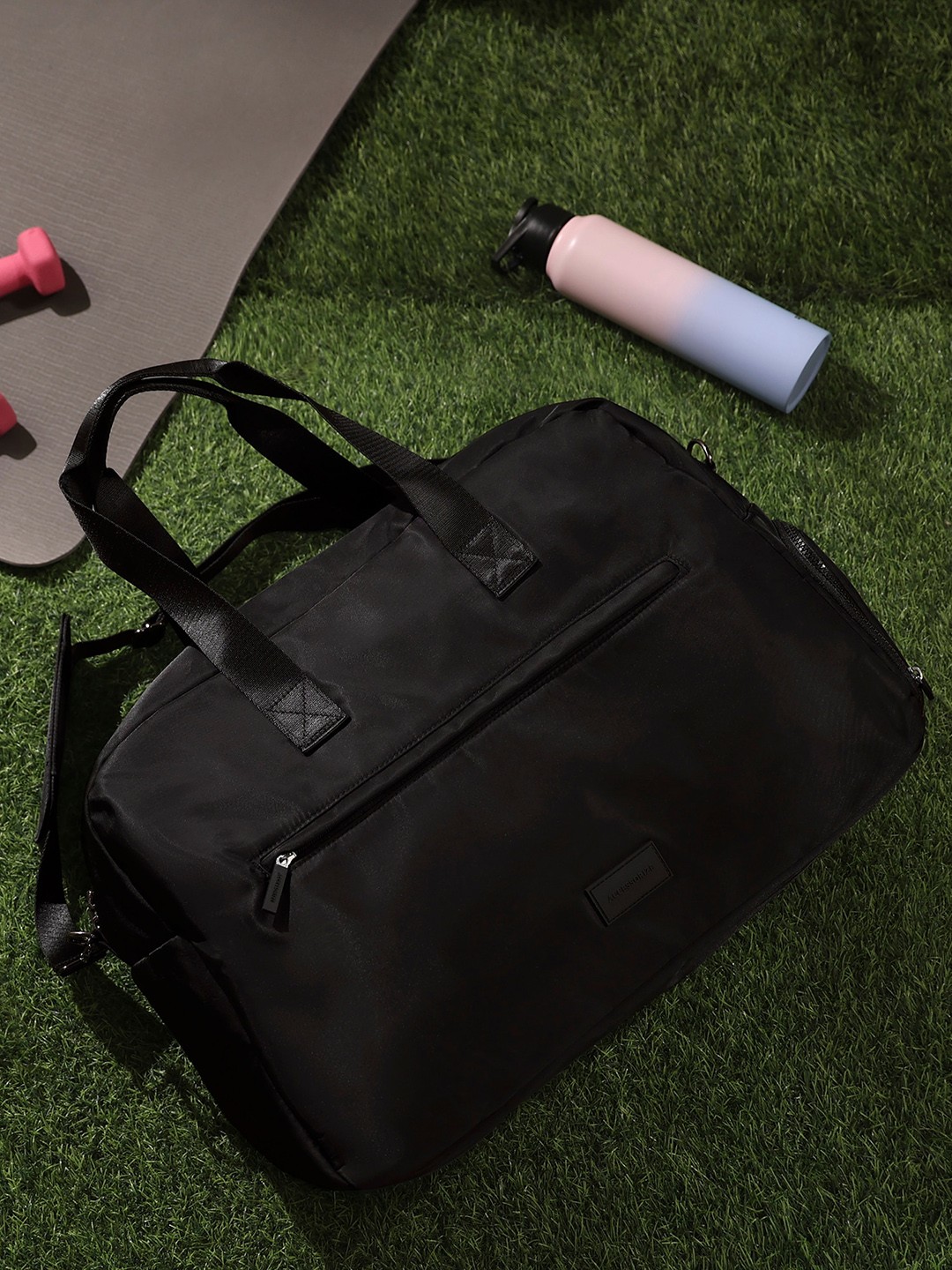 

Accessorize Two Short Handles with Velcro Duffel Bag, Black