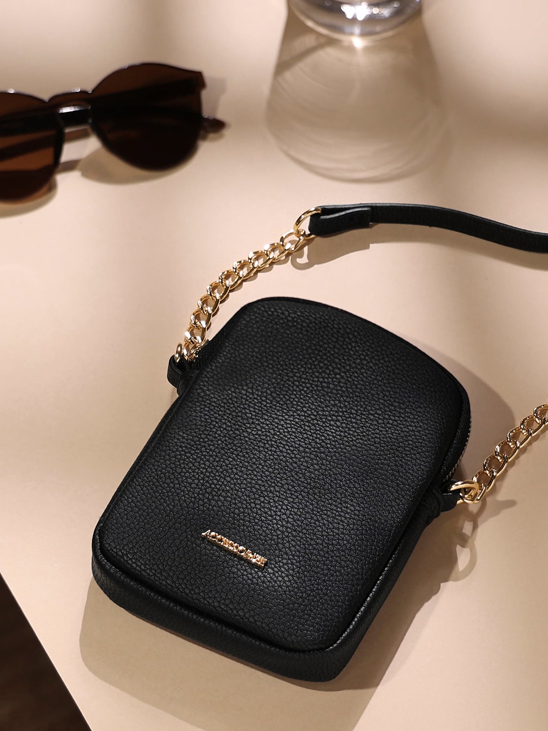

Accessorize London Structured Sling Bag, Black