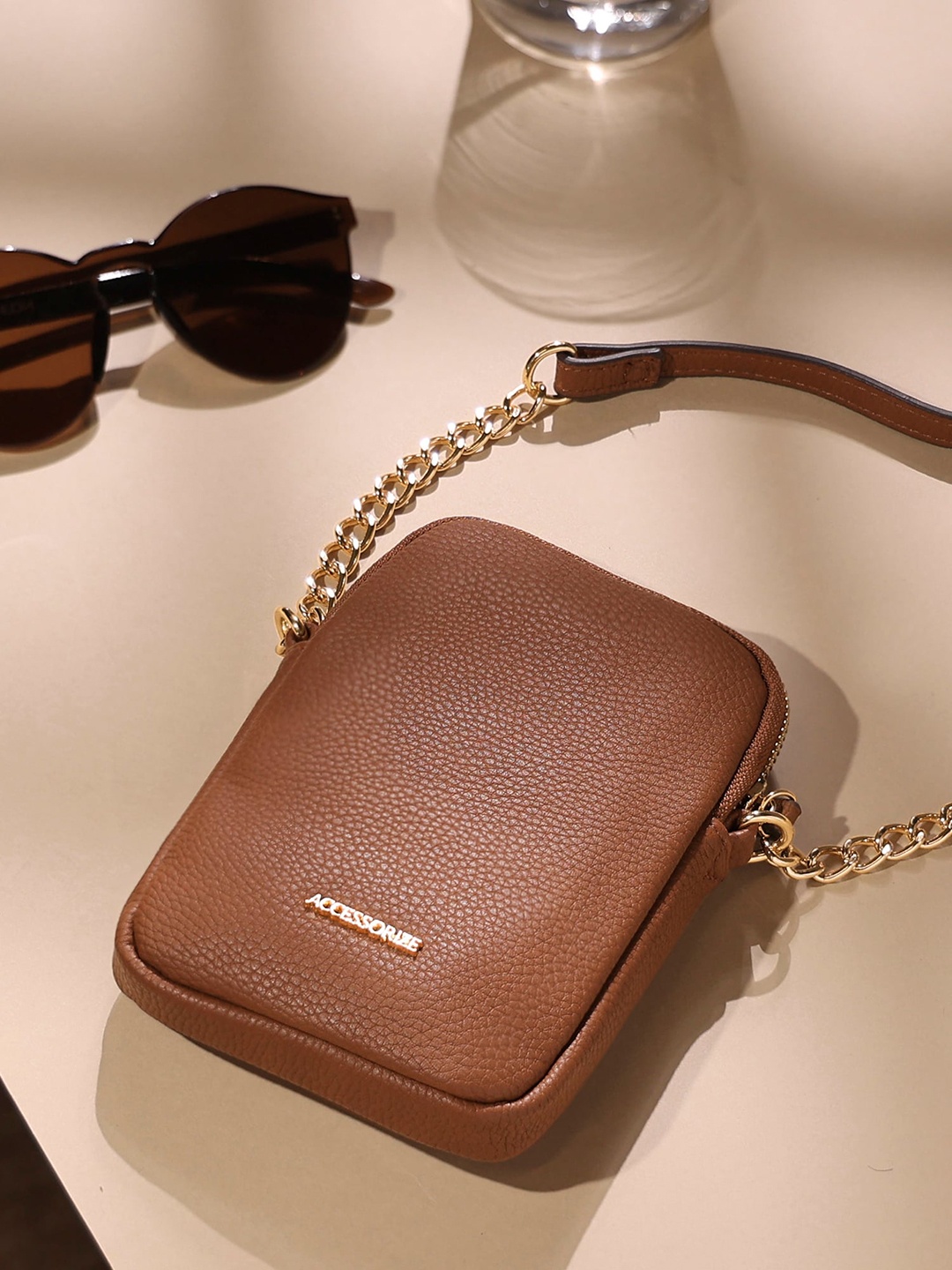 

Accessorize Textured Structured Phone Bag, Brown