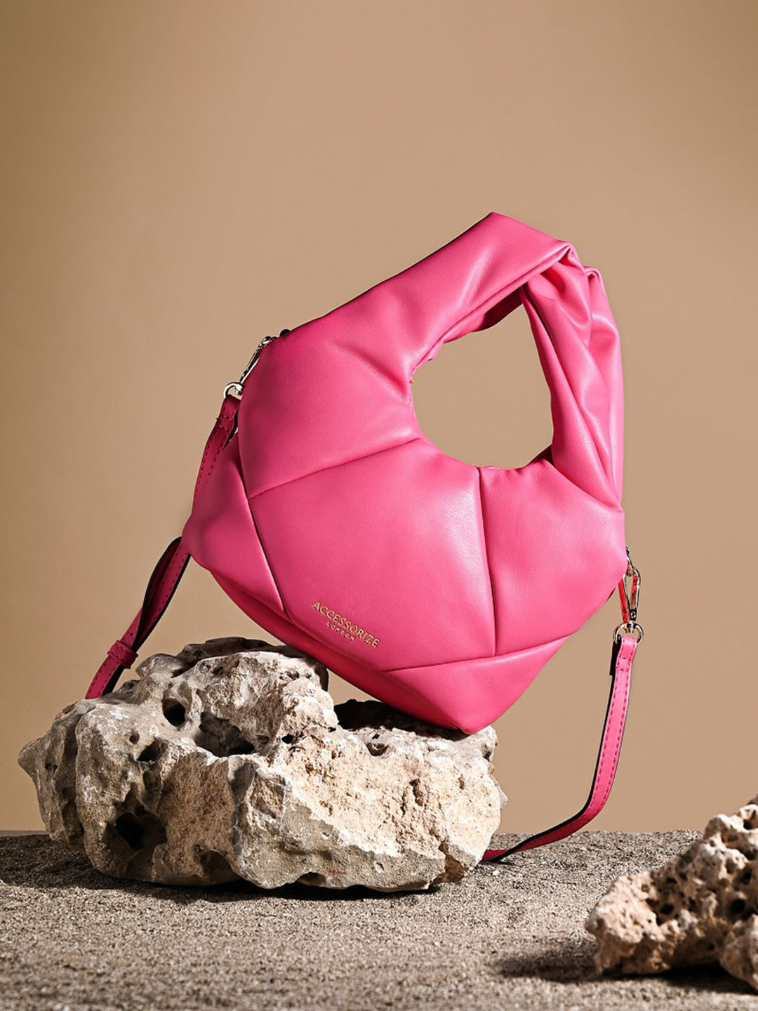 

Accessorize Structured Mini Puff Cross Body Handheld Bag, Pink