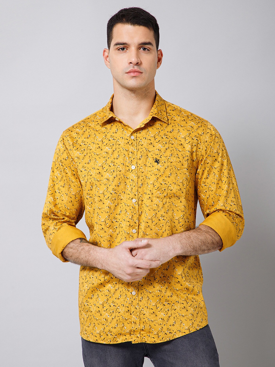 

Cantabil Abstract Printed Comfort Cotton Casual Shirt, Mustard