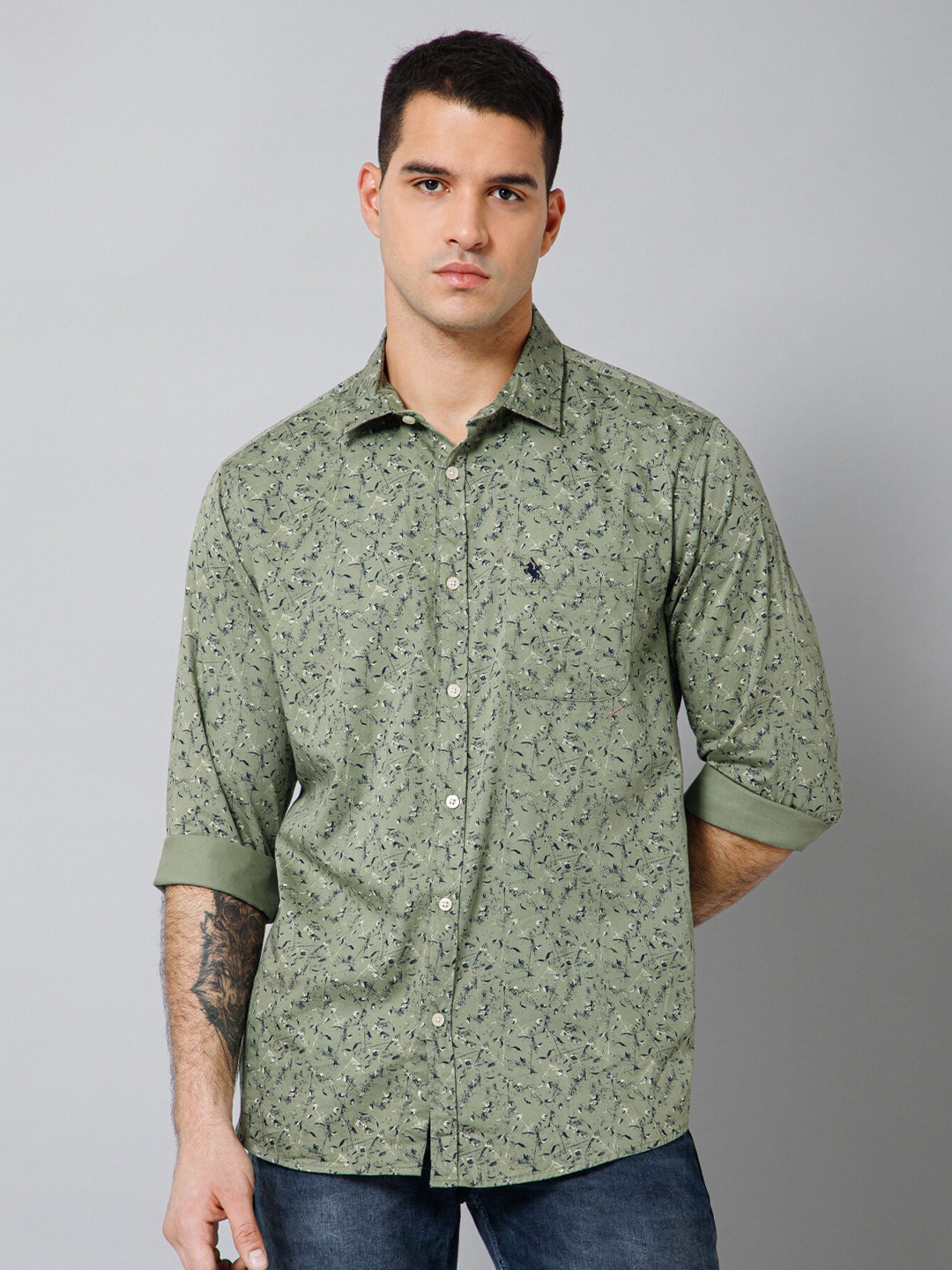 

Cantabil Abstract Printed Comfort Cotton Casual Shirt, Sea green