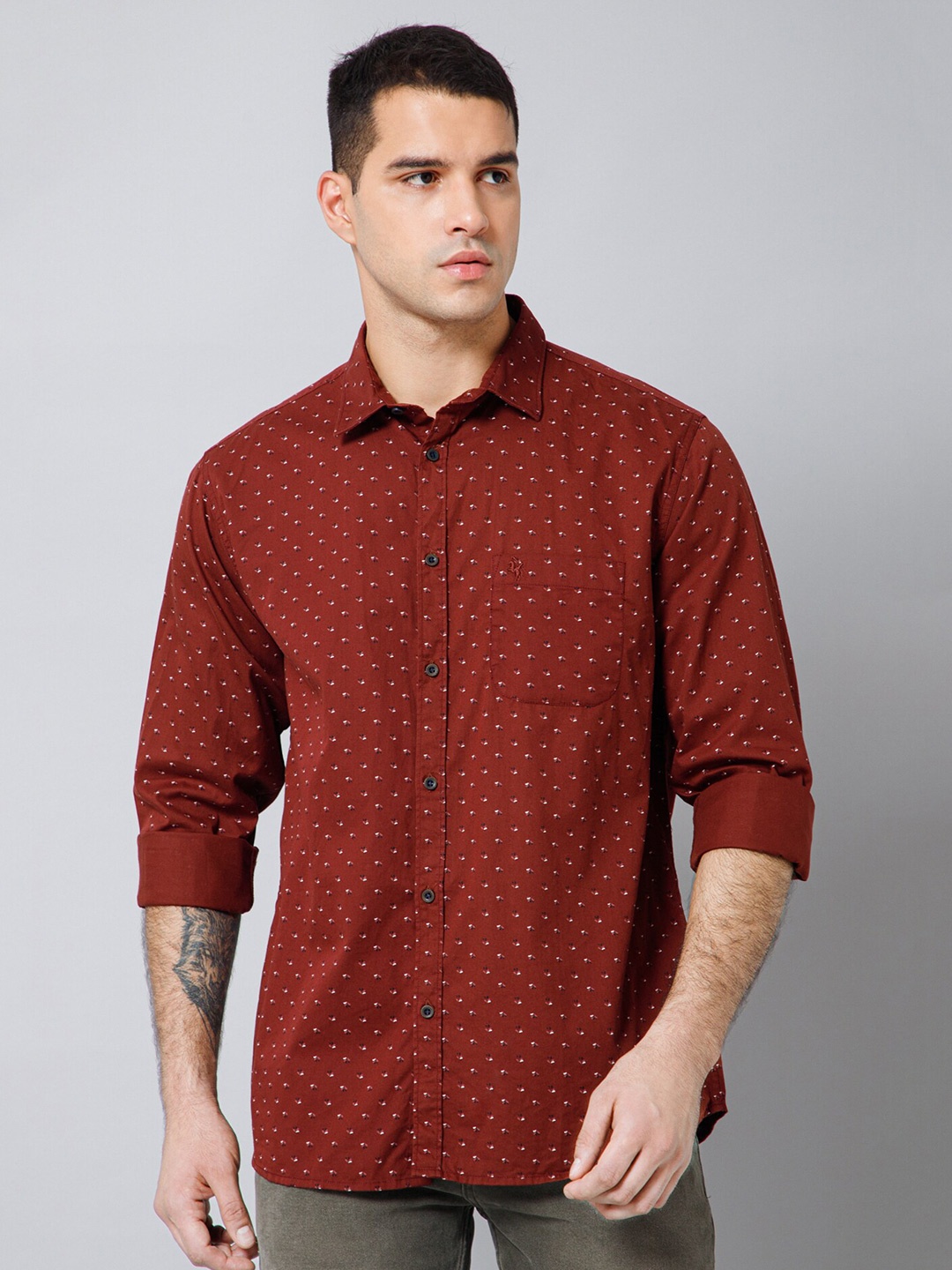 

Cantabil Floral Printed Comfort Cotton Casual Shirt, Maroon