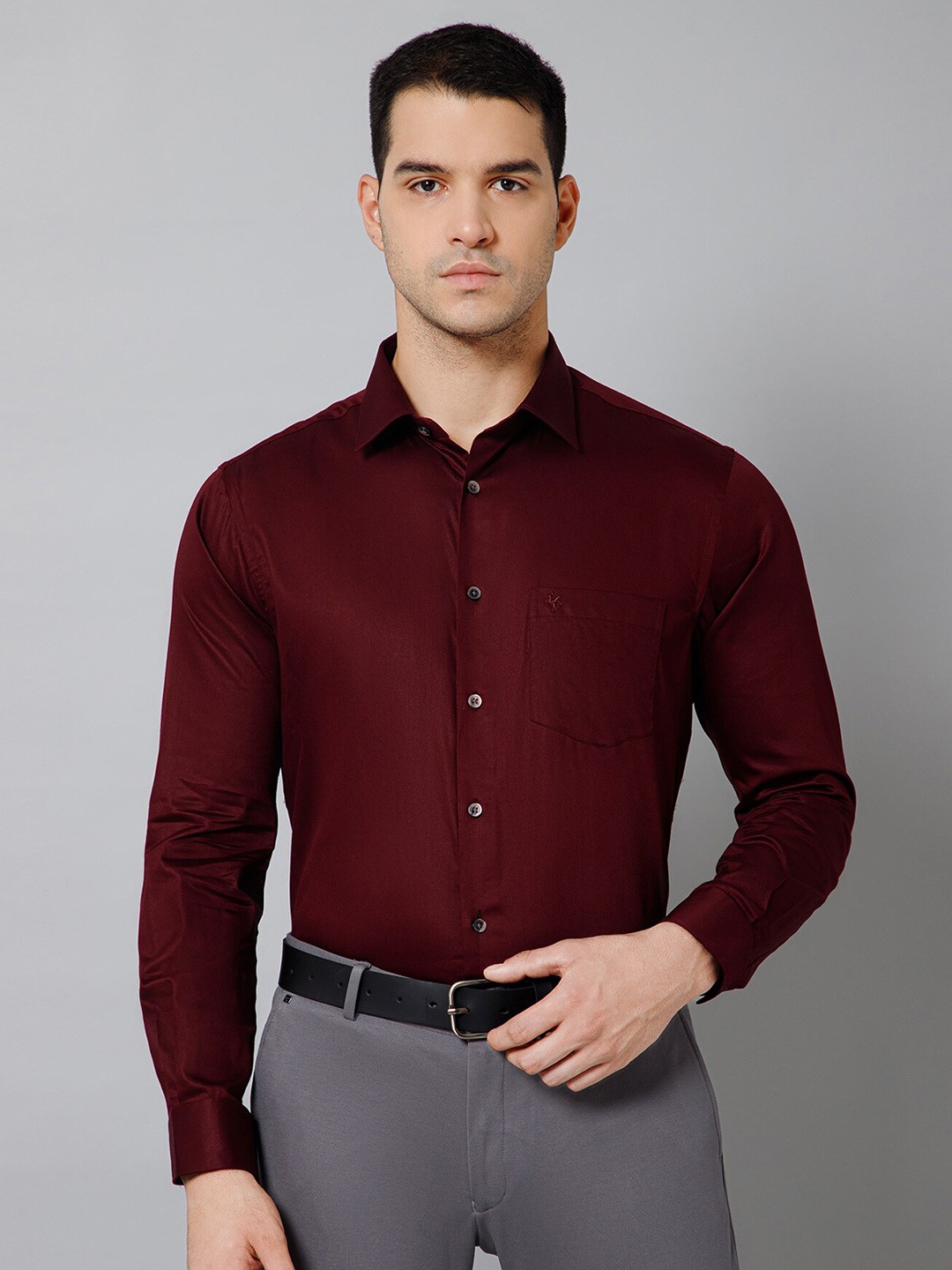 

Cantabil Comfort Spread Collar Cotton Formal Shirt, Maroon