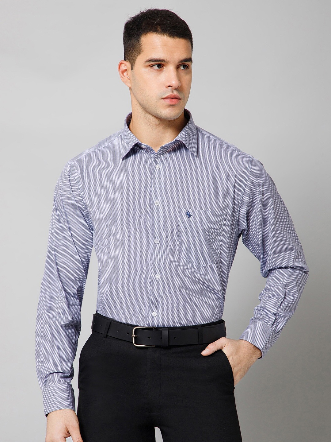 

Cantabil Micro Ditsy Printed Comfort Cotton Formal Shirt, Blue