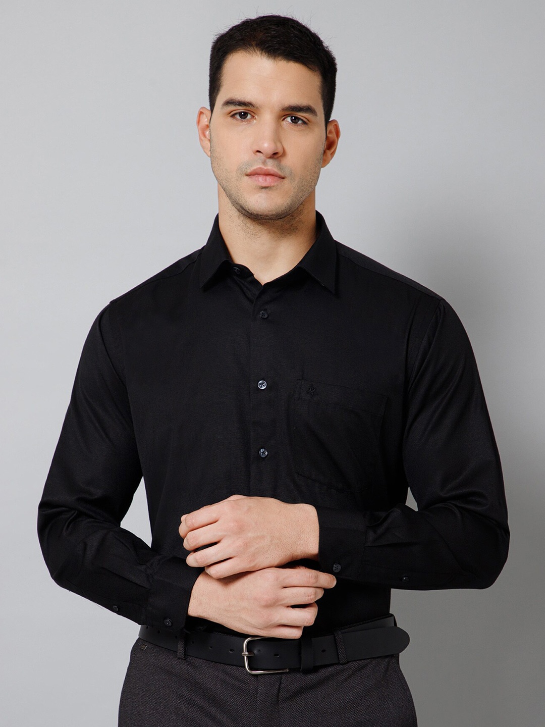 

Cantabil Comfort Spread Collar Formal Shirt, Black