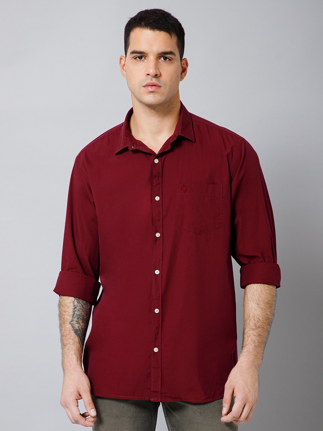 

Cantabil Spread Collar Comfort Cotton Casual Shirt, Maroon