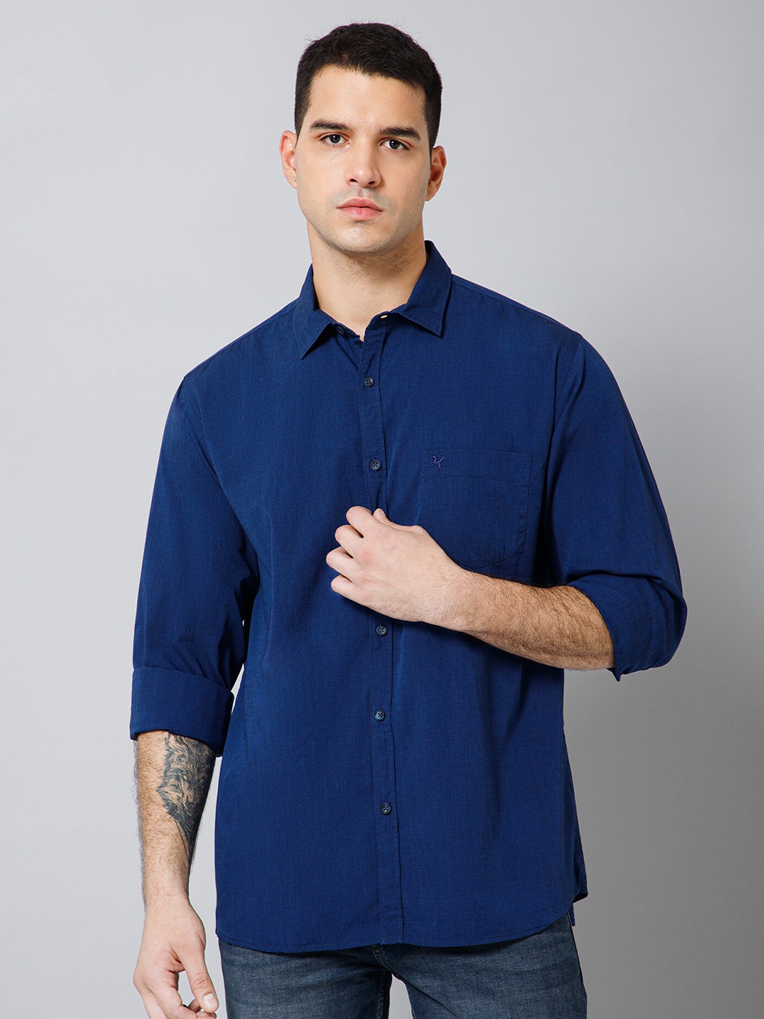 

Cantabil Comfort Long sleeves Cotton Casual Shirt, Blue