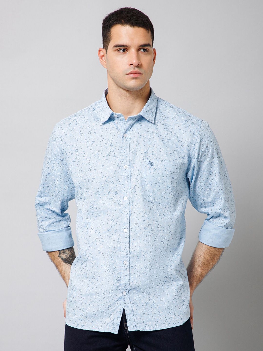 

Cantabil Floral Printed Comfort Cotton Casual Shirt, Blue
