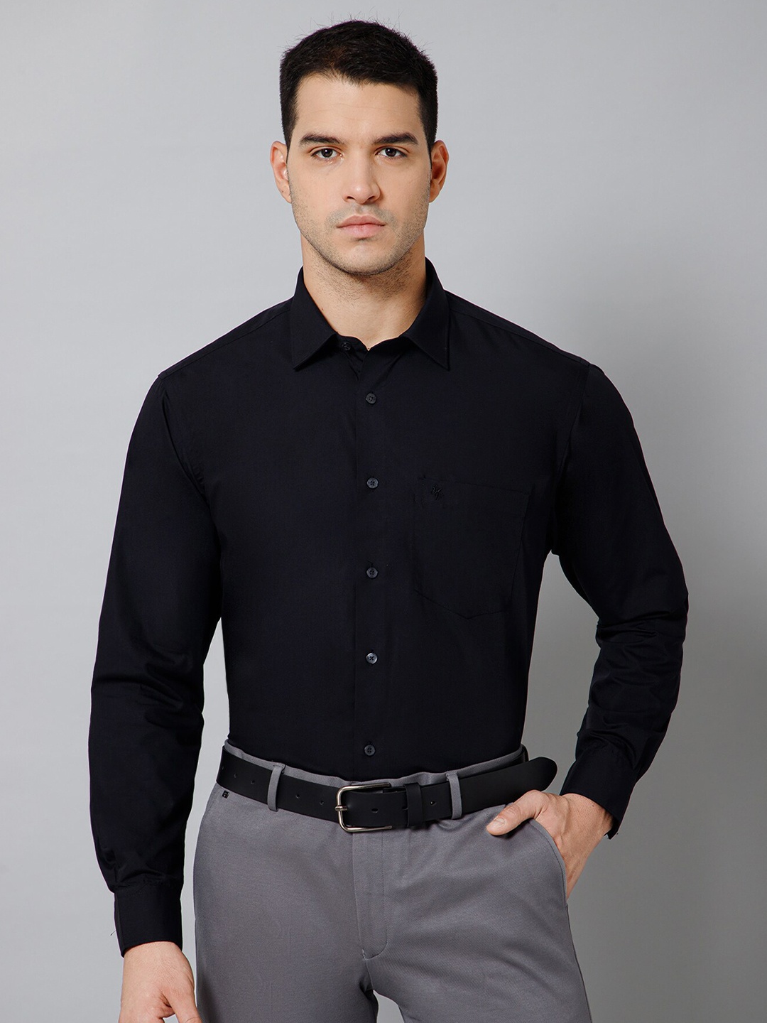 

Cantabil Comfort Long Sleeves Cotton Formal Shirt, Black