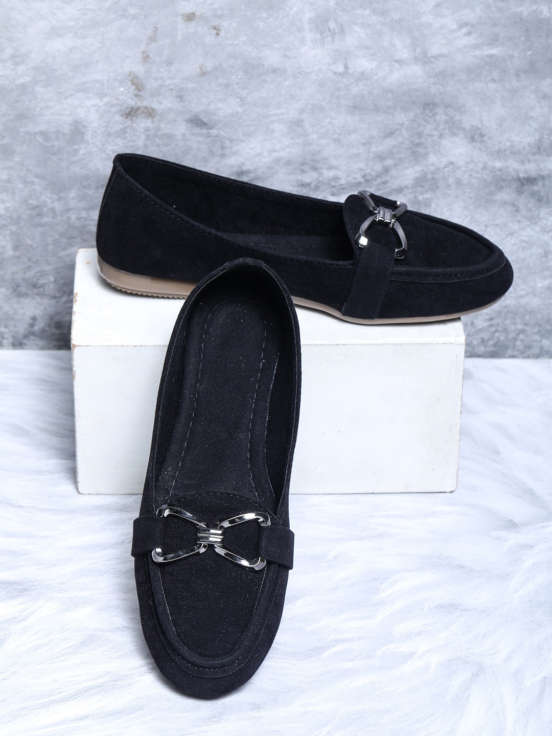 

Moonwalk Embellished Suede Party Ballerinas, Black