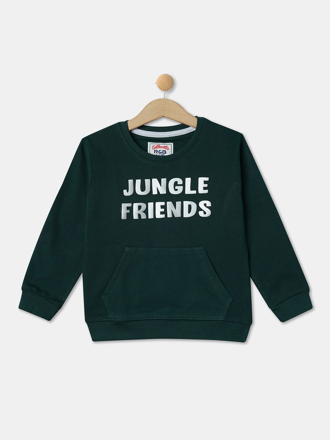 

R&B Boys Typography Printed Cotton Sweatshirt, Green