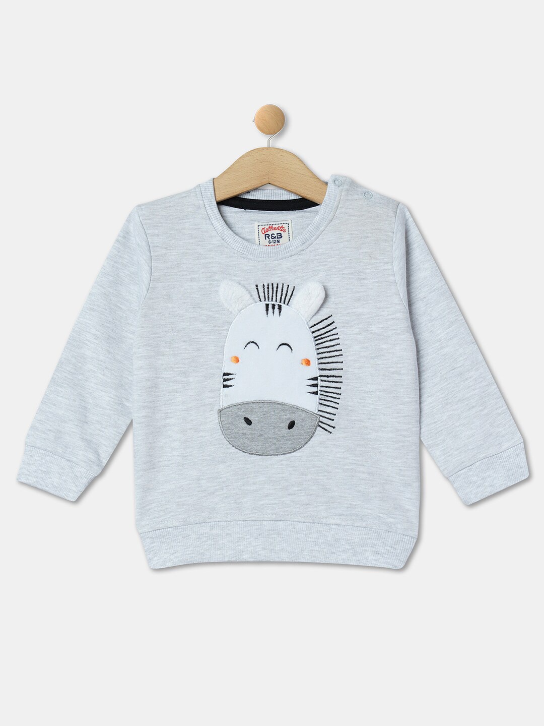 

R&B Boys Long Sleeves Applique Cotton Sweatshirt, White