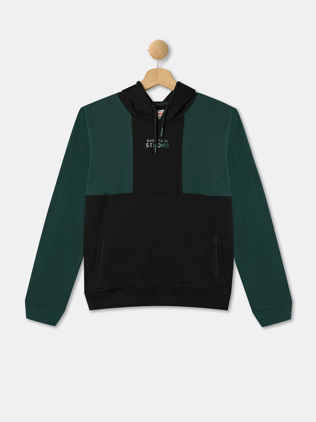 

R&B Boys Colourblocked Hooded Cotton Sweatshirt, Black