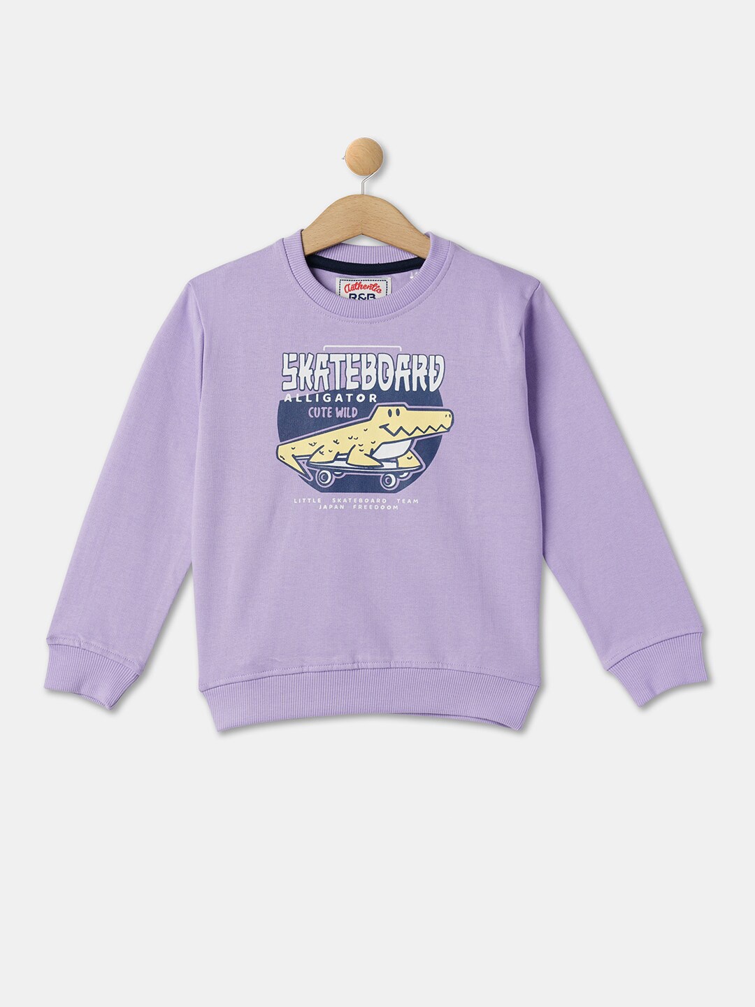 

R&B Boys Typography Printed Cotton Sweatshirt, Purple