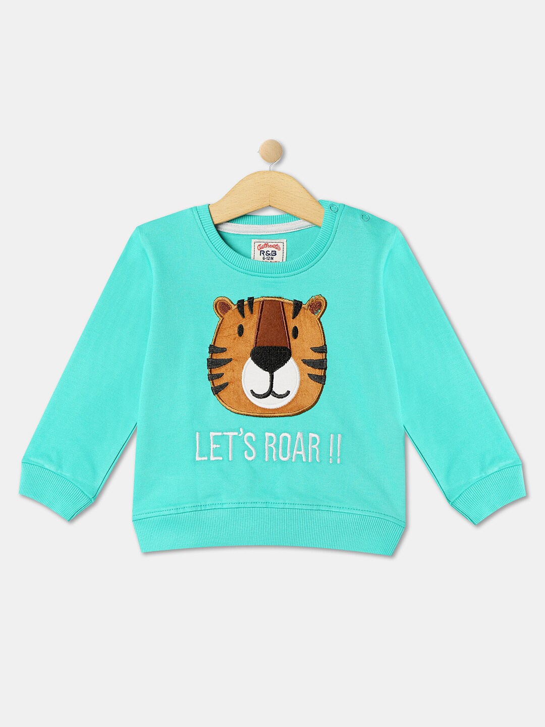 

R&B Boys Graphic Printed Cotton Sweatshirt, Green
