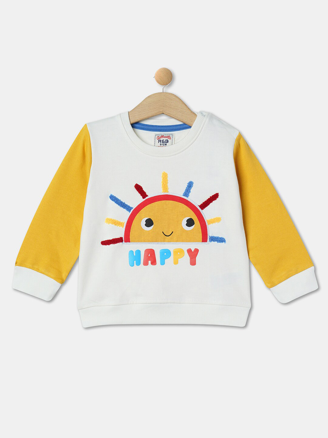 

R&B Boys Graphic Printed Cotton Sweatshirt, White