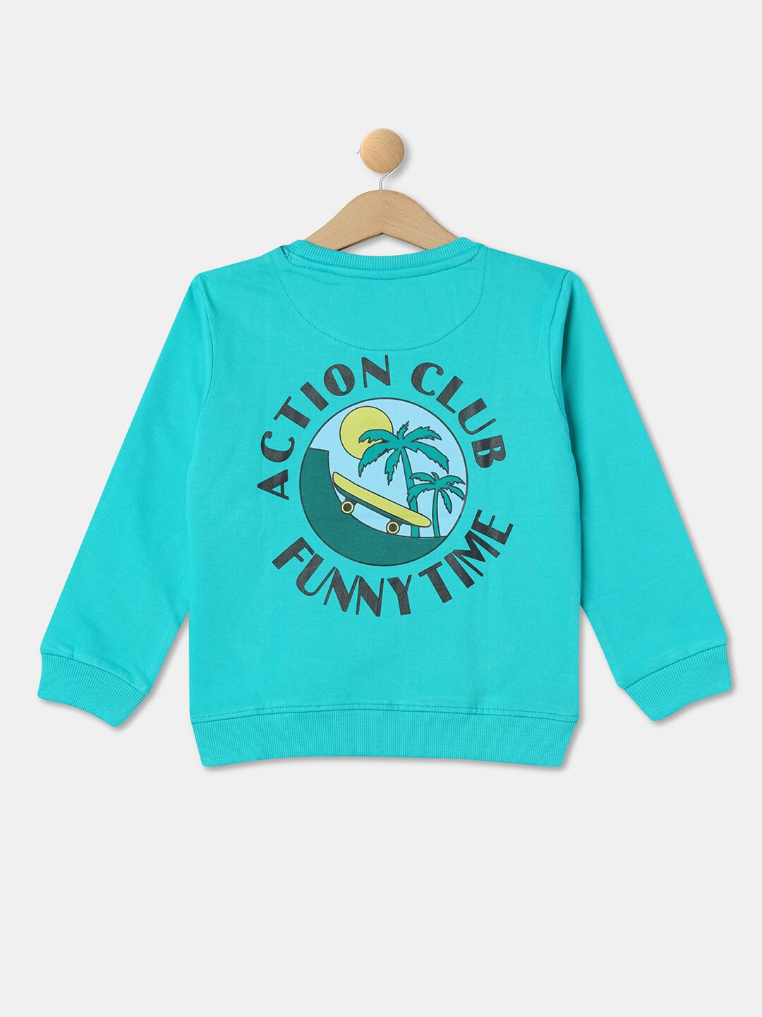 

R&B Boys Typography Printed Cotton Sweatshirt, Green