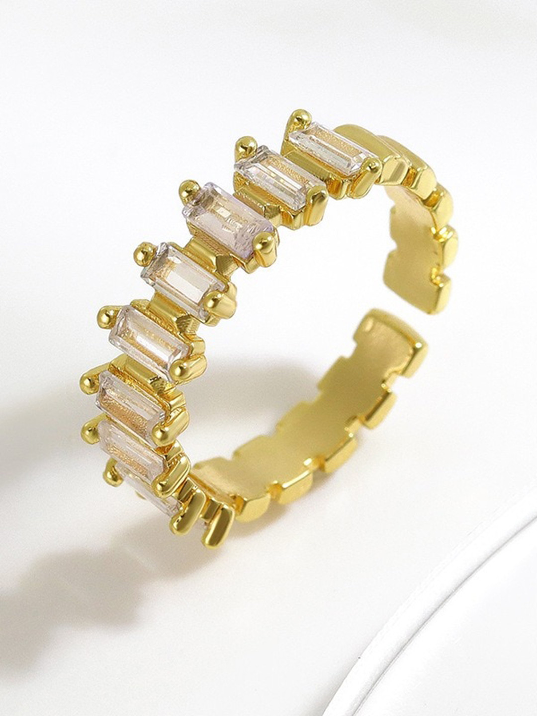 

MYKI Gold-Plated CZ-Studded Adjustable Finger Ring