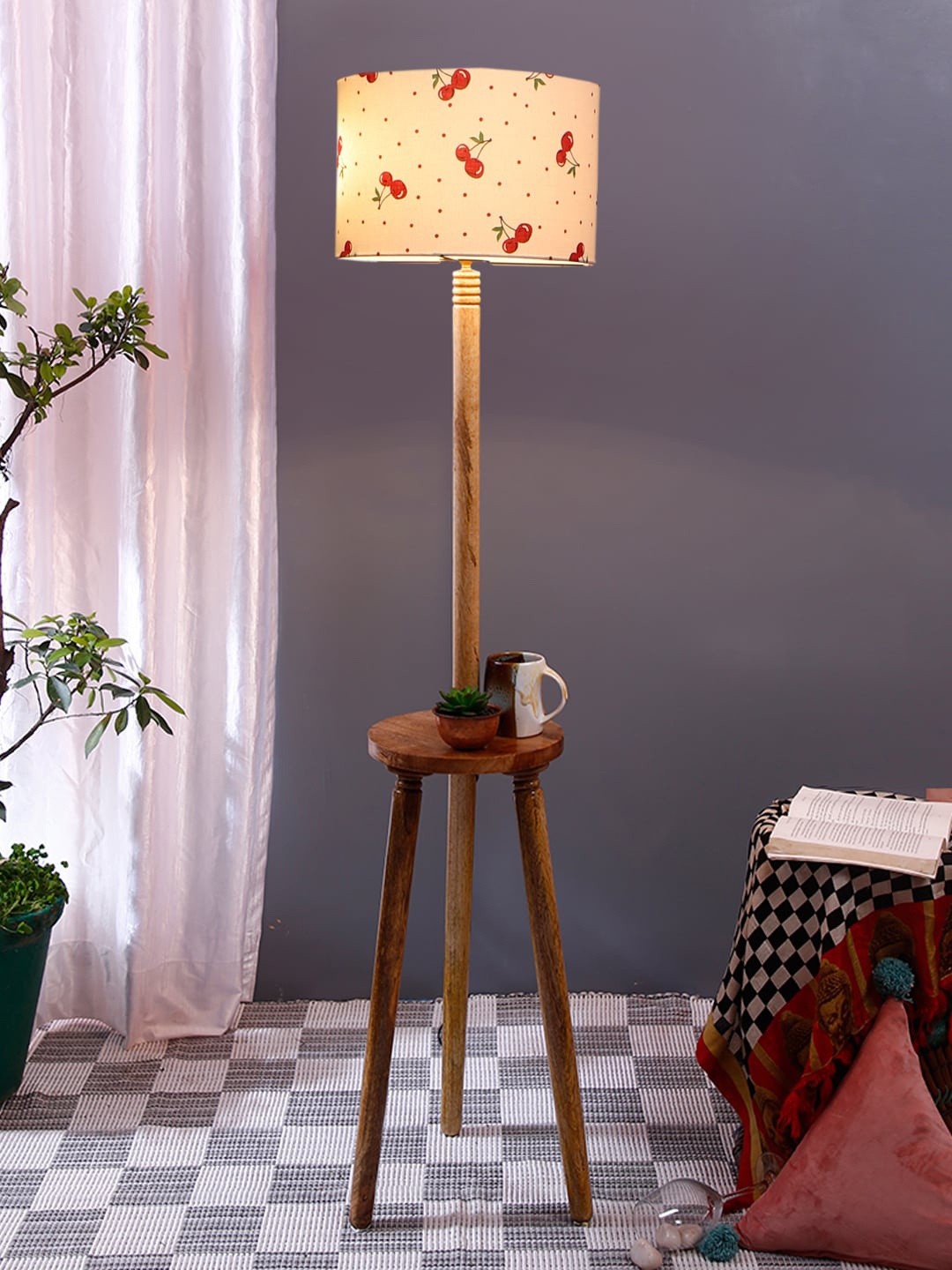 

Devansh White & Red Printed Wooden Floor Lamp