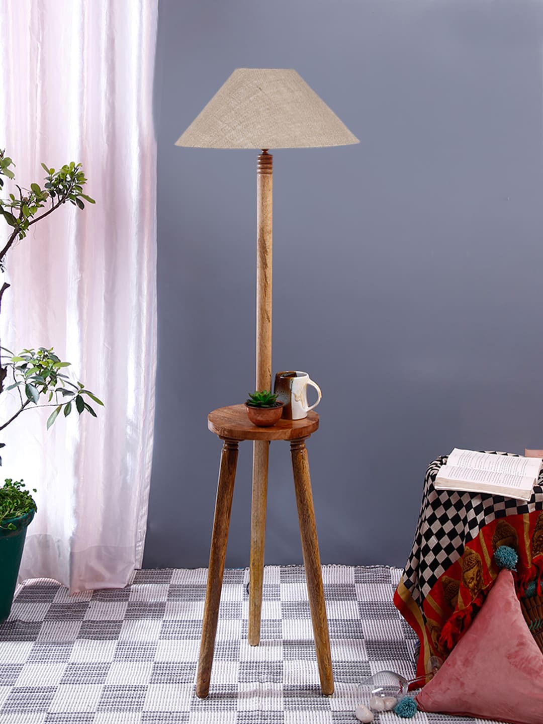 

Devansh Beige Coolie Wooden Floor Lamp