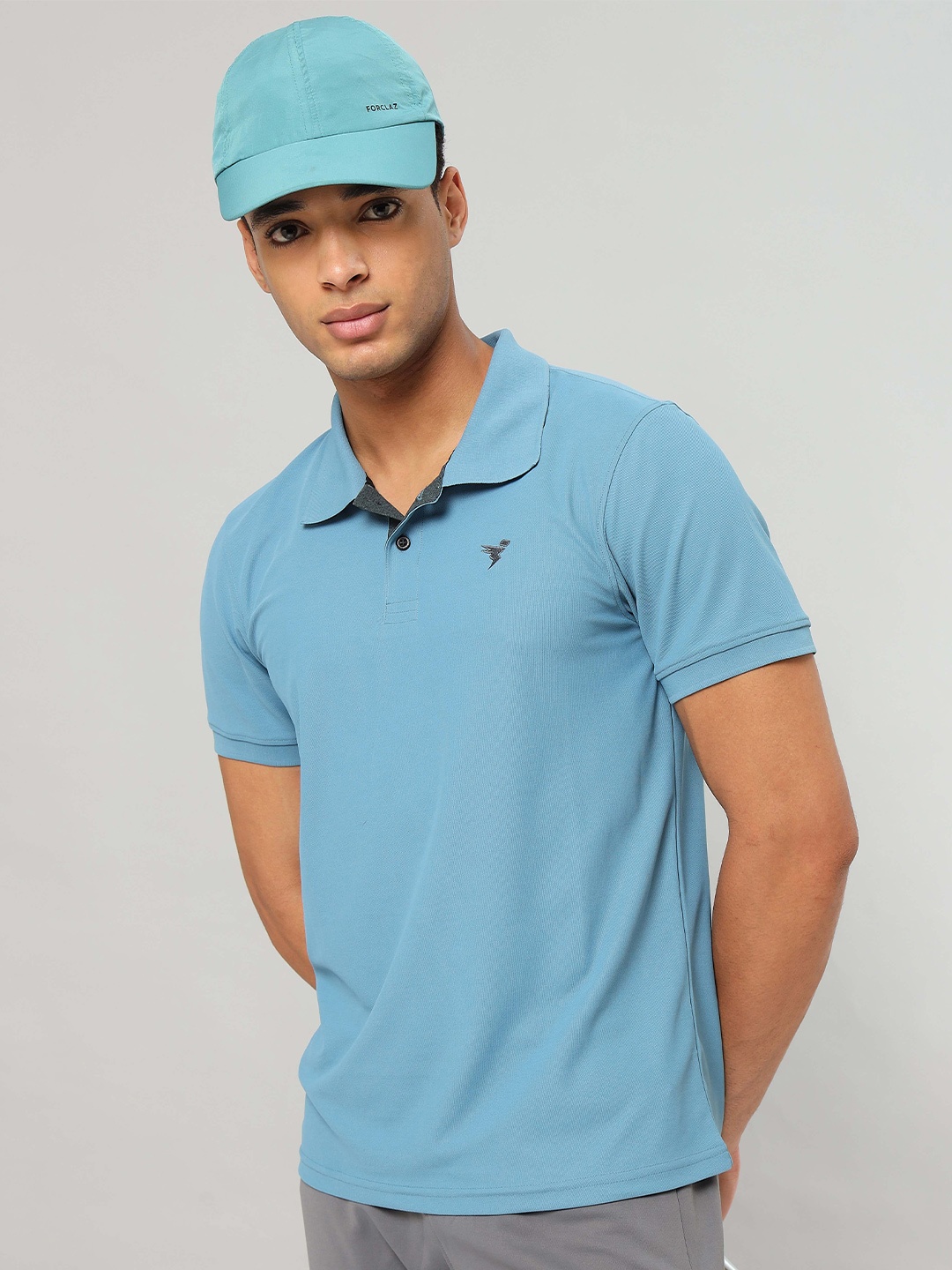 

Technosport Antimicrobial Rapid Dry Polo Collar Slim Fit Sports T-shirt, Turquoise blue