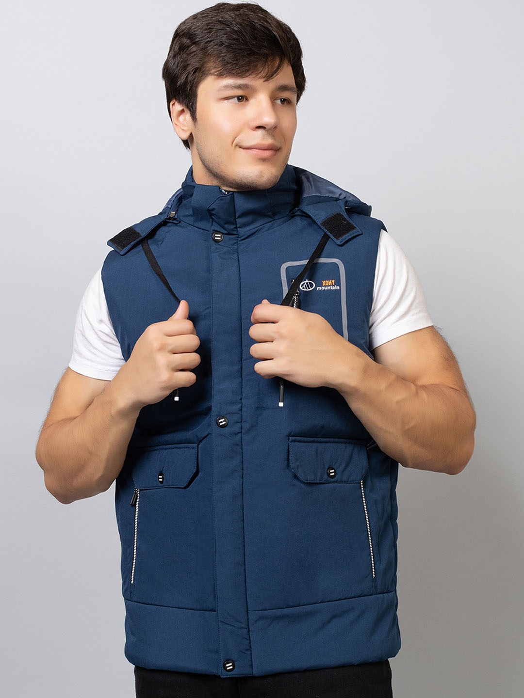 

Xohy Hooded Lightweight Cotton Padded Jacket, Blue