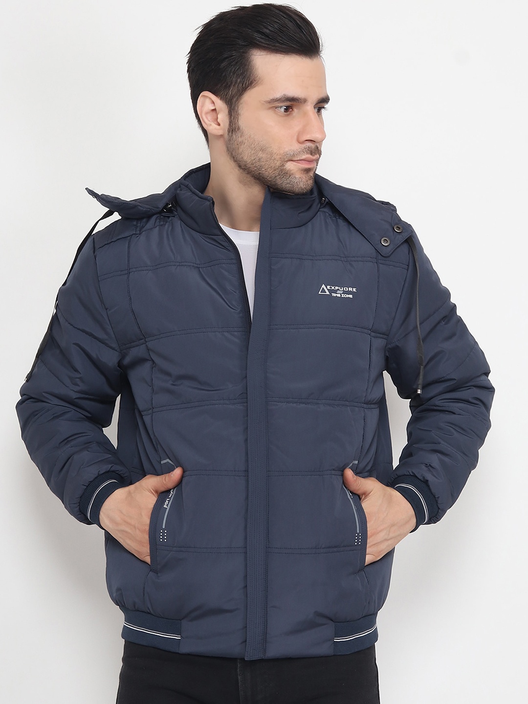 

Xohy Lightweight Hooded Cotton Puffer Jacket, Navy blue