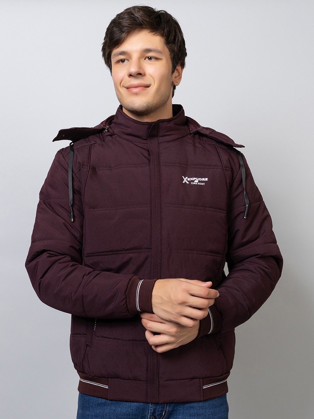 

Xohy Hooded Lightweight Padded Pure Cotton Jacket, Maroon