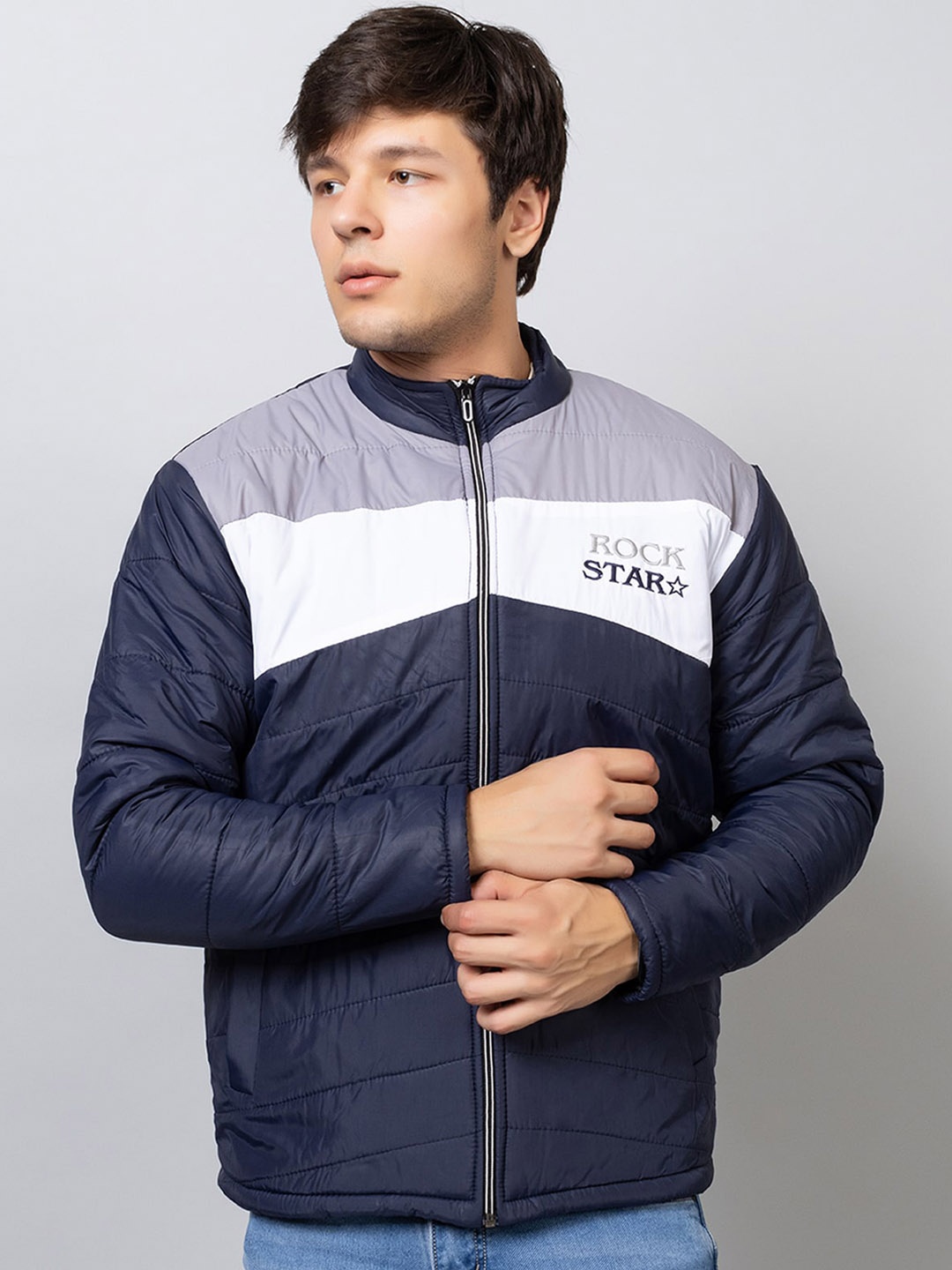 

Xohy Colourblocked Lightweight Puffer Jacket, Navy blue